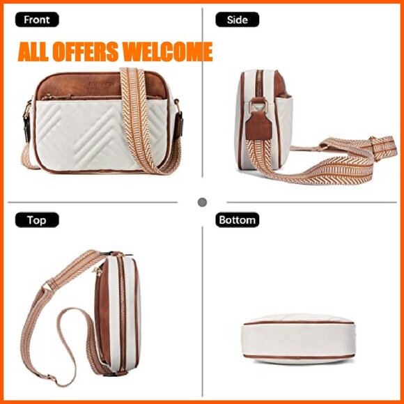 Small Quilted Vegan Leather Crossbody Bag with Wide Strap - Picture 7 of 8